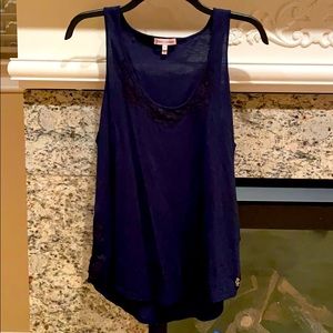 Juicy Couture Navy Tank Black Lace Embellishment